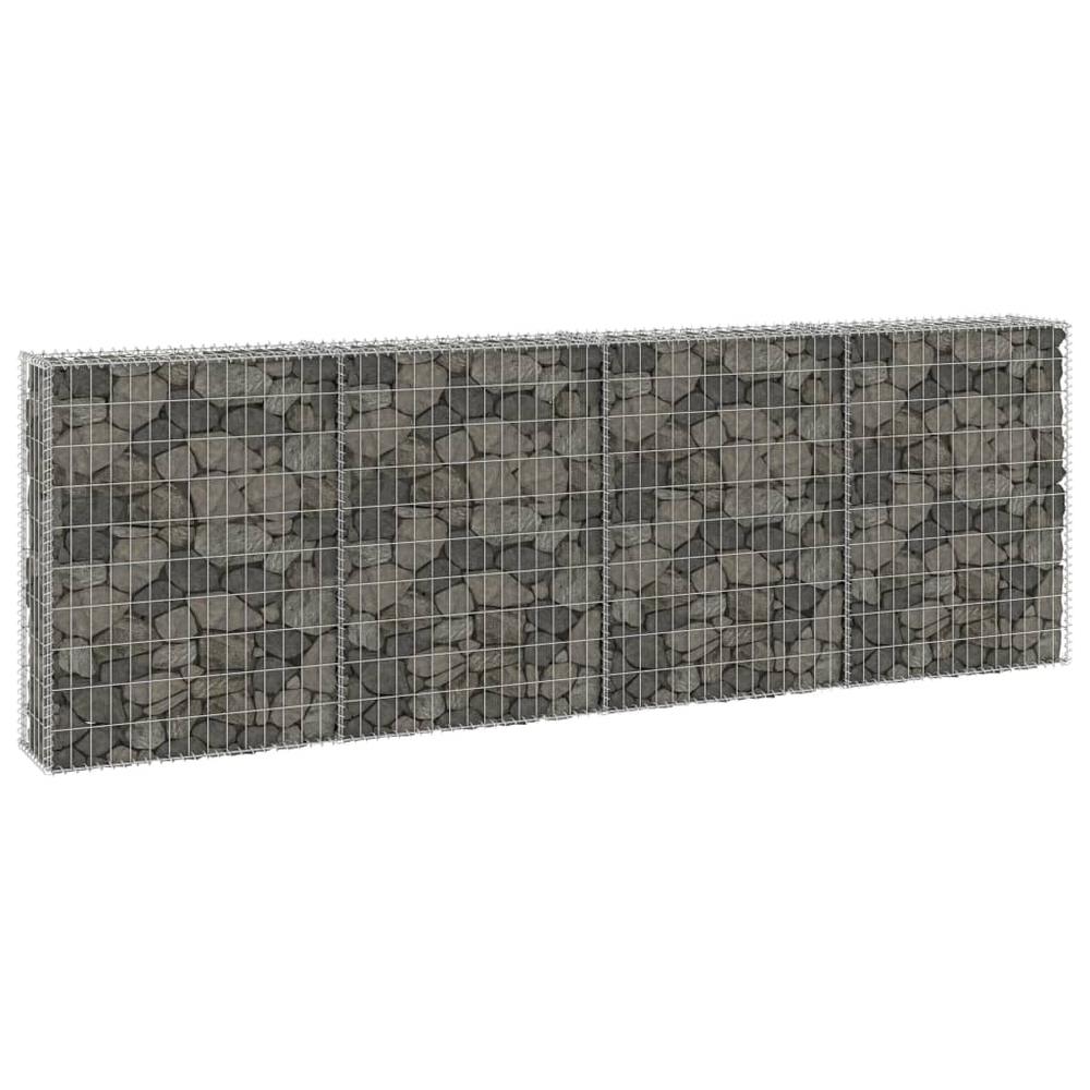 vidaXL Gabion Wall with Covers Galvanized Steel 118.1"x11.8"x39.4", 147821. Picture 1