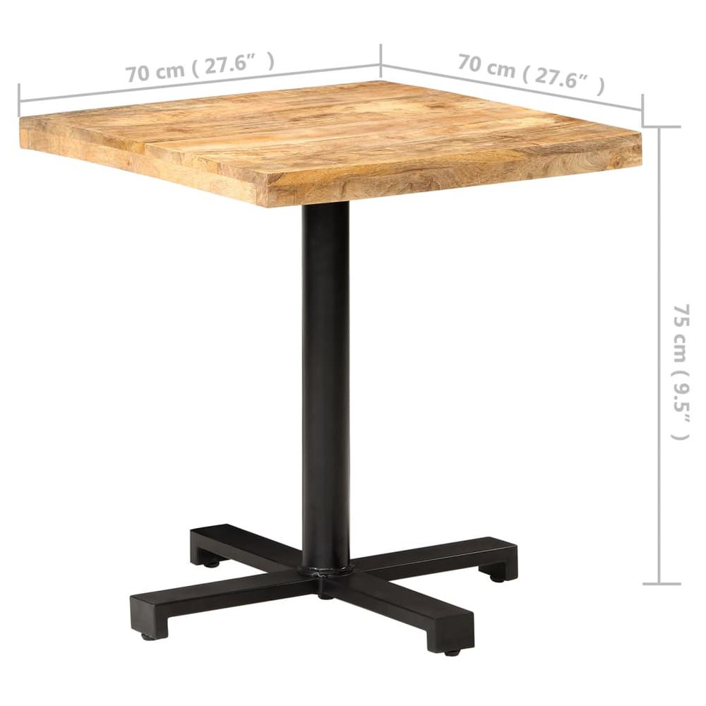 vidaXL Bistro Table Square 27.6"x27.6"x29.5" Rough Mango Wood. Picture 6