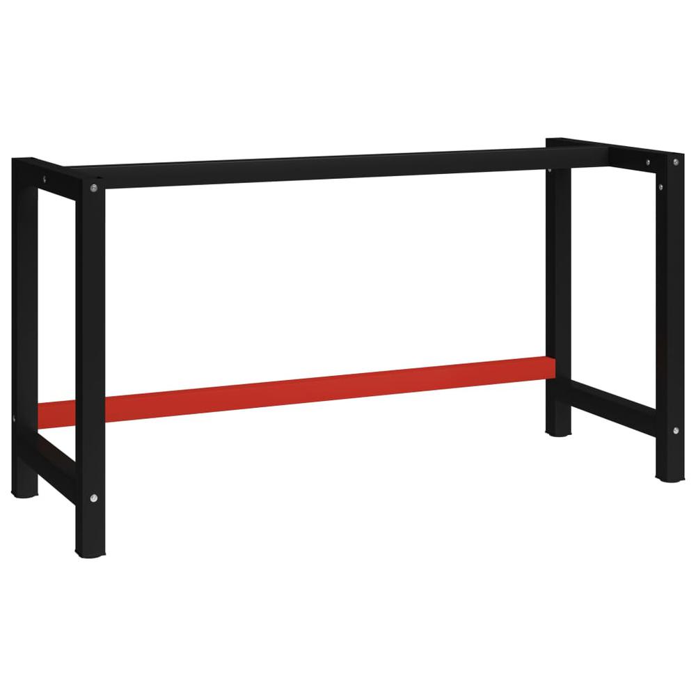 vidaXL Work Bench Frame Metal 59.1"x22.4"x31.1" Black and Red, 147929. Picture 1
