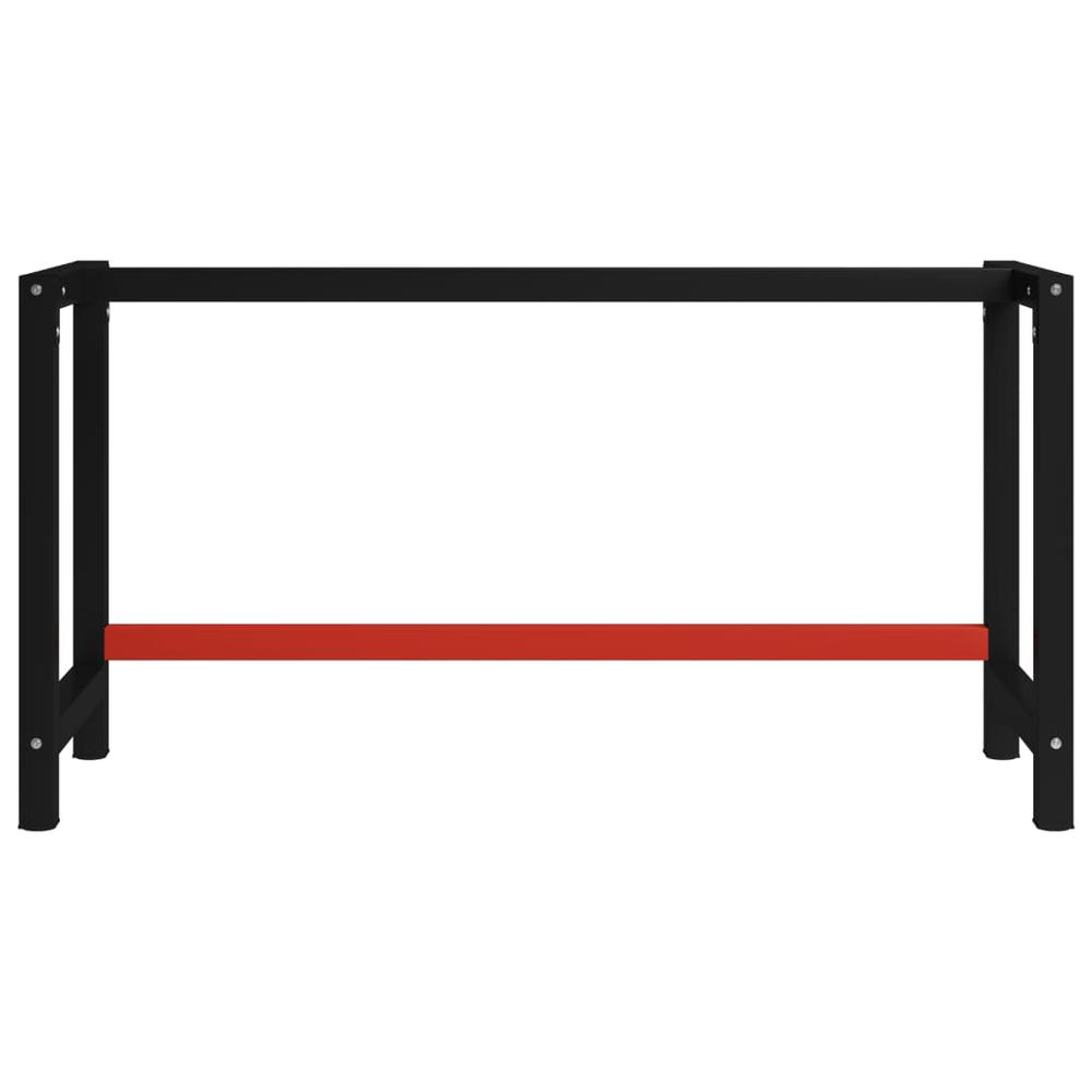 vidaXL Work Bench Frame Metal 59.1"x22.4"x31.1" Black and Red, 147929. Picture 2