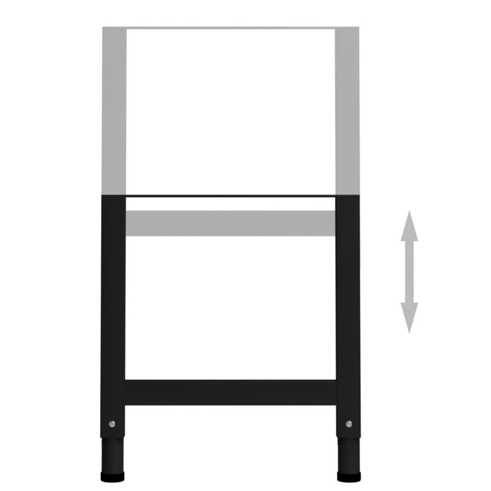 vidaXL Adjustable Work Bench Frames 2 pcs Metal 21.7"x(27.2"-37.6") Black, 147931. Picture 5