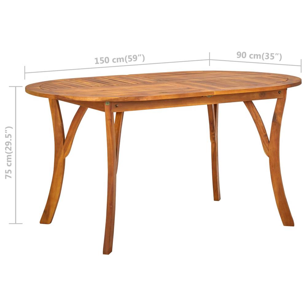 vidaXL Garden Table 59.1"x35.4"x29.5" Solid Acacia Wood 0623. Picture 6