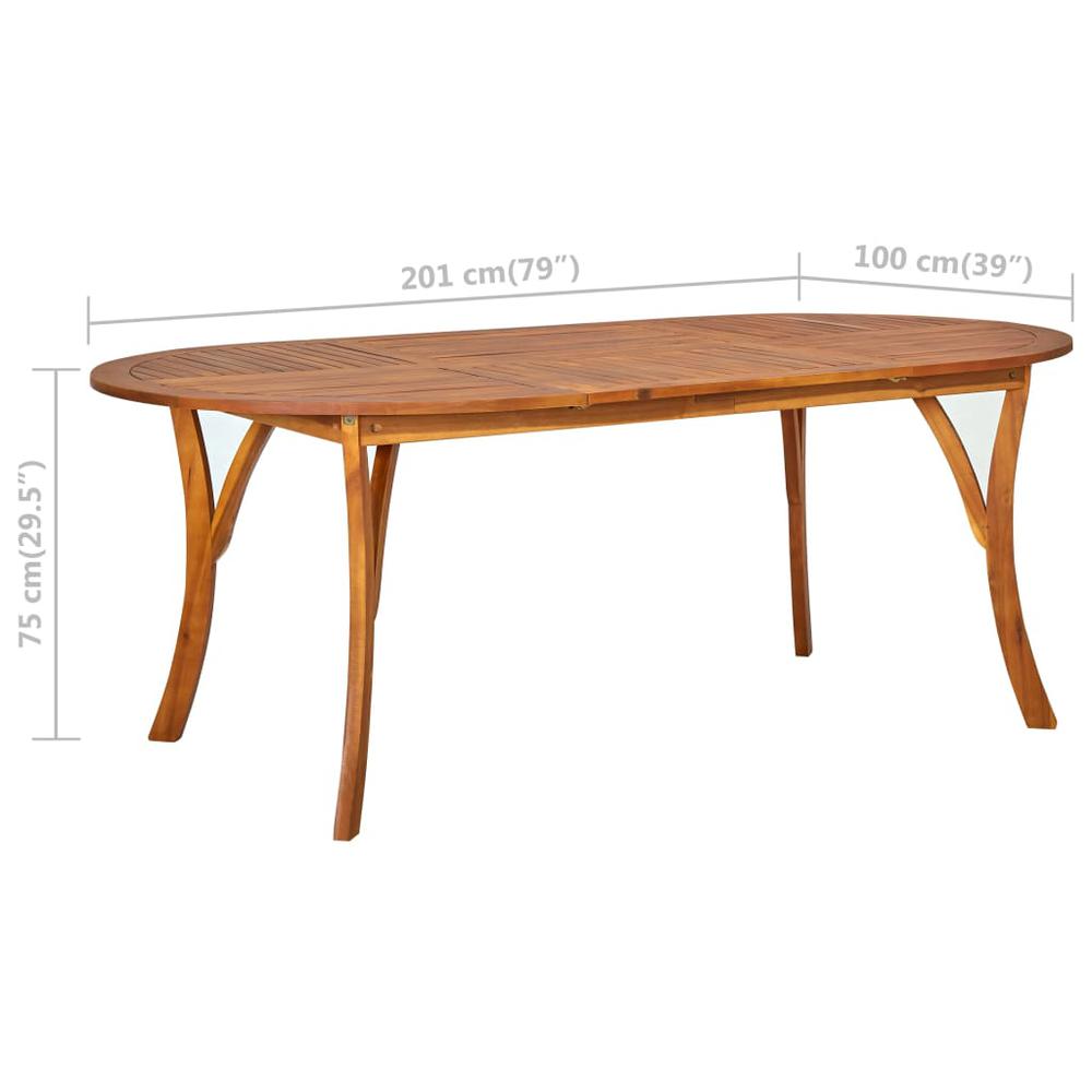 vidaXL Garden Table 79.1"x39.4"x29.5" Solid Acacia Wood 0624. Picture 6