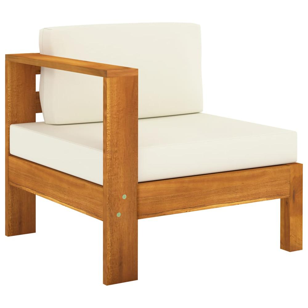 vidaXL Middle Sofa with 1 Armrest Cream White Solid Acacia Wood 0640. Picture 1