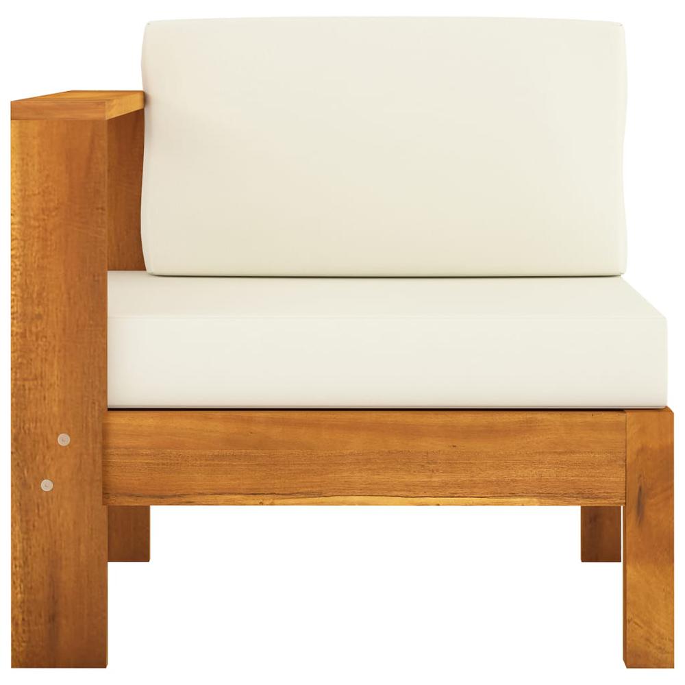 vidaXL Middle Sofa with 1 Armrest Cream White Solid Acacia Wood 0640. Picture 2