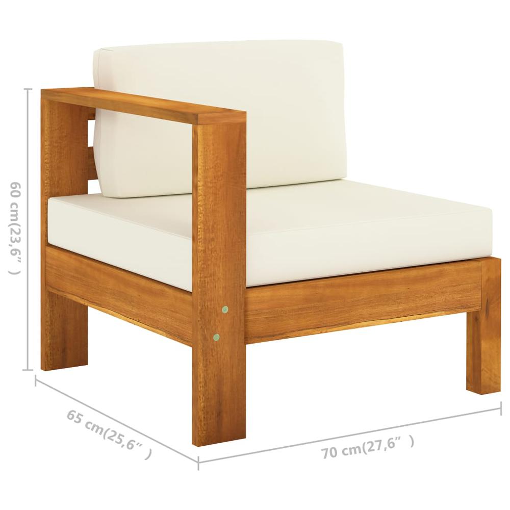 vidaXL Middle Sofa with 1 Armrest Cream White Solid Acacia Wood 0640. Picture 5