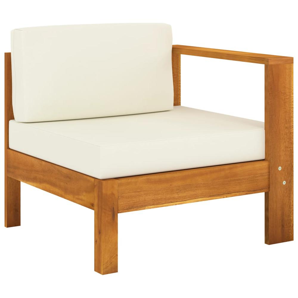 vidaXL Middle Sofa with 1 Armrest Cream White Solid Acacia Wood 0642. Picture 1