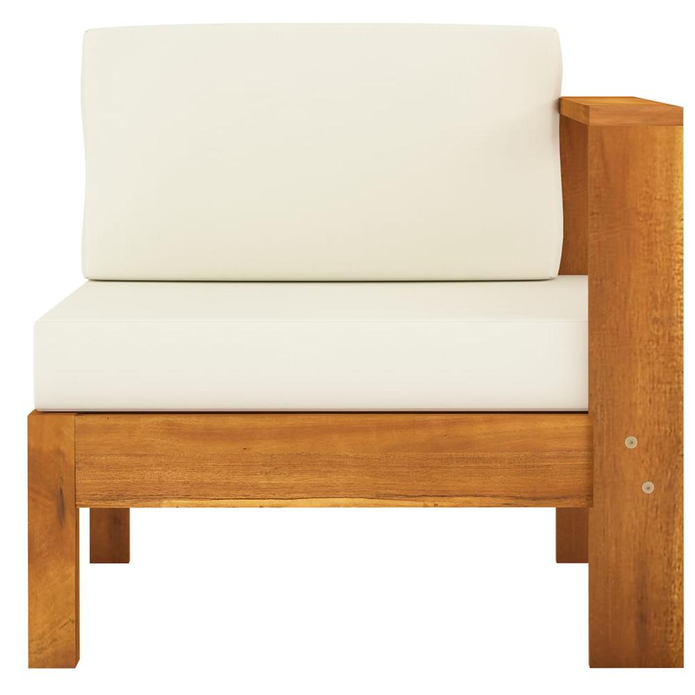 vidaXL Middle Sofa with 1 Armrest Cream White Solid Acacia Wood 0642. Picture 2