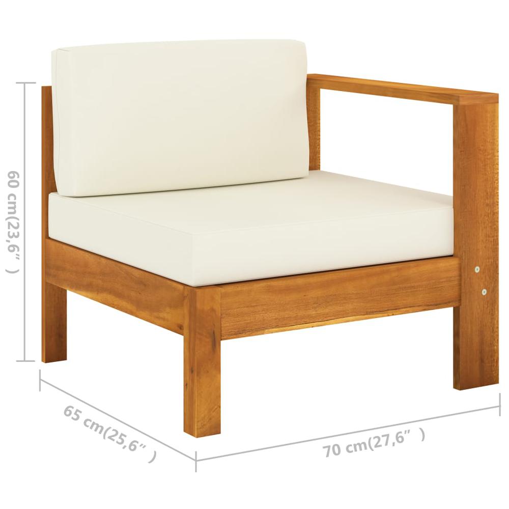 vidaXL Middle Sofa with 1 Armrest Cream White Solid Acacia Wood 0642. Picture 5