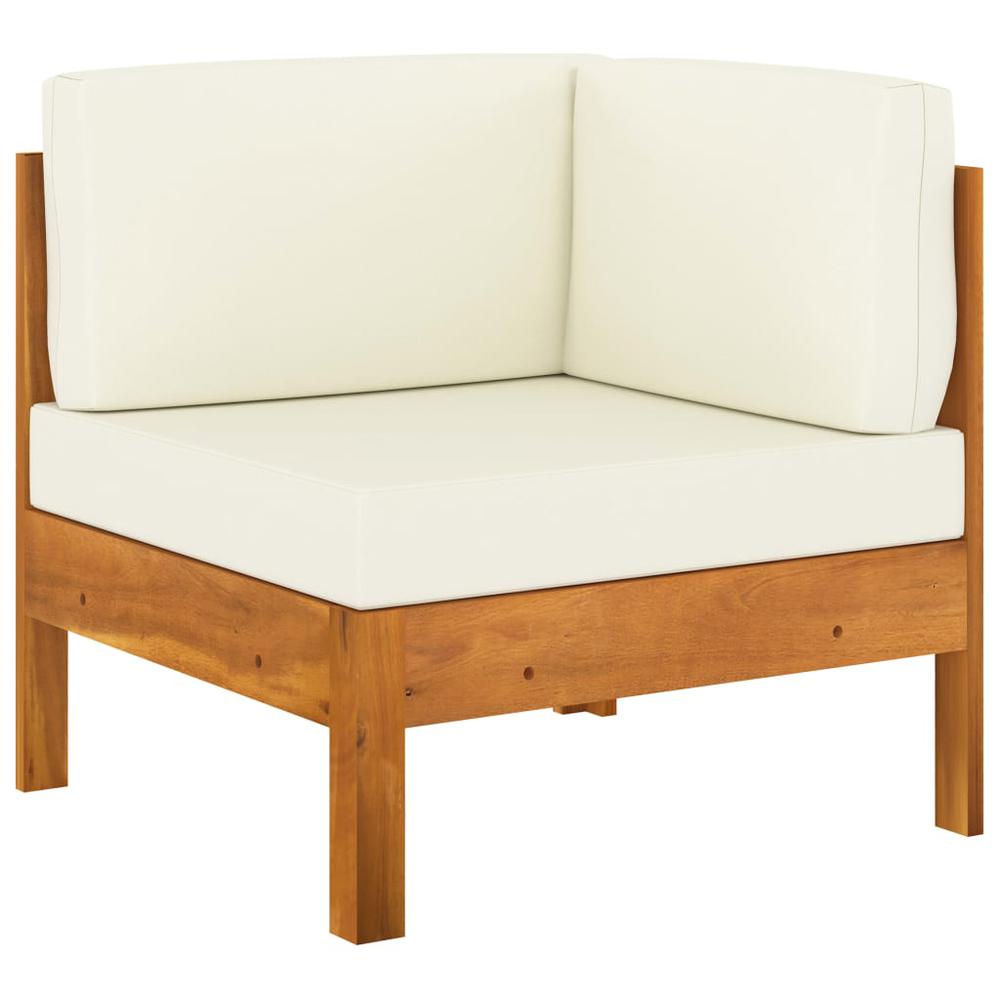 vidaXL Corner Sofa with Cream White Cushions Solid Acacia Wood 0644. Picture 1