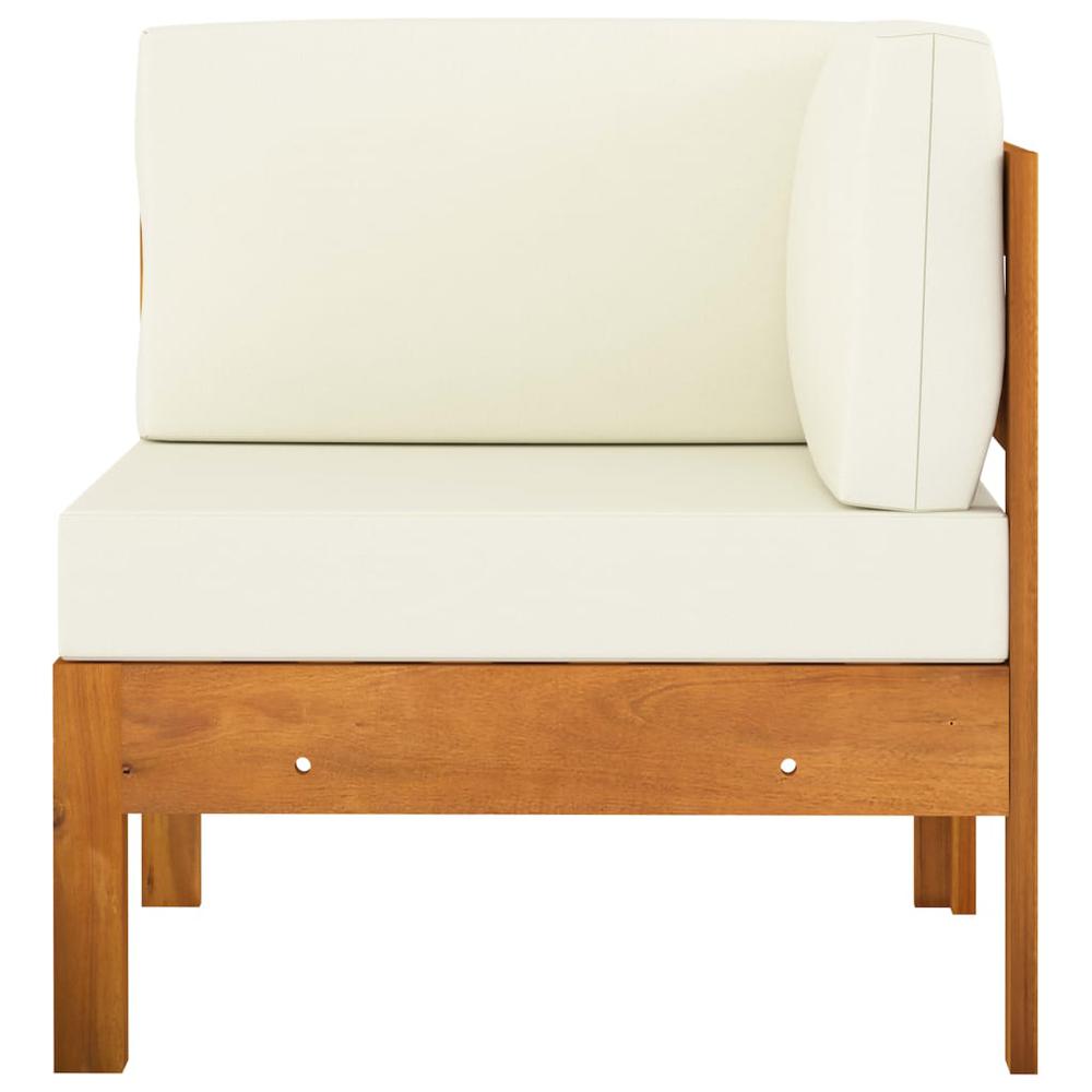 vidaXL Corner Sofa with Cream White Cushions Solid Acacia Wood 0644. Picture 2