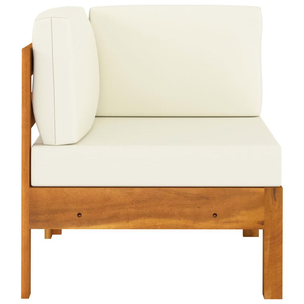 vidaXL Corner Sofa with Cream White Cushions Solid Acacia Wood 0644. Picture 3