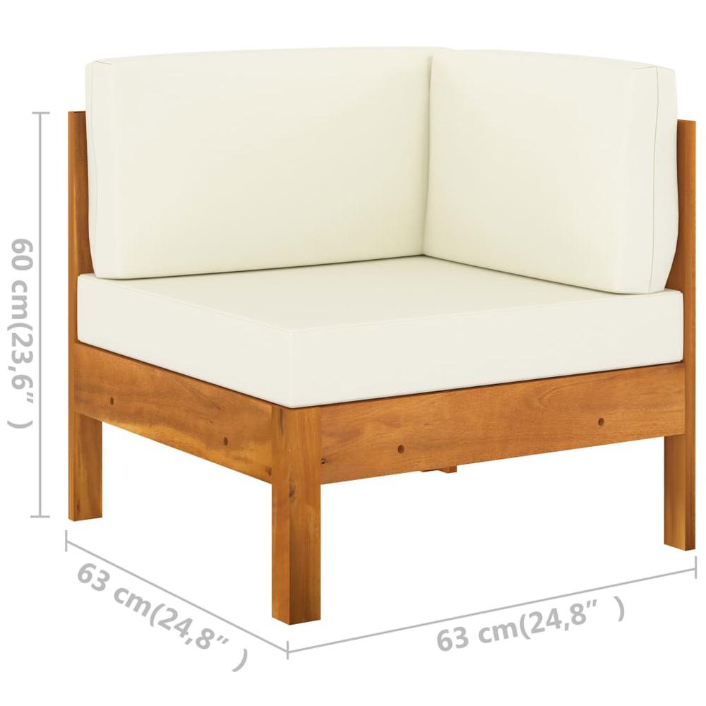 vidaXL Corner Sofa with Cream White Cushions Solid Acacia Wood 0644. Picture 5