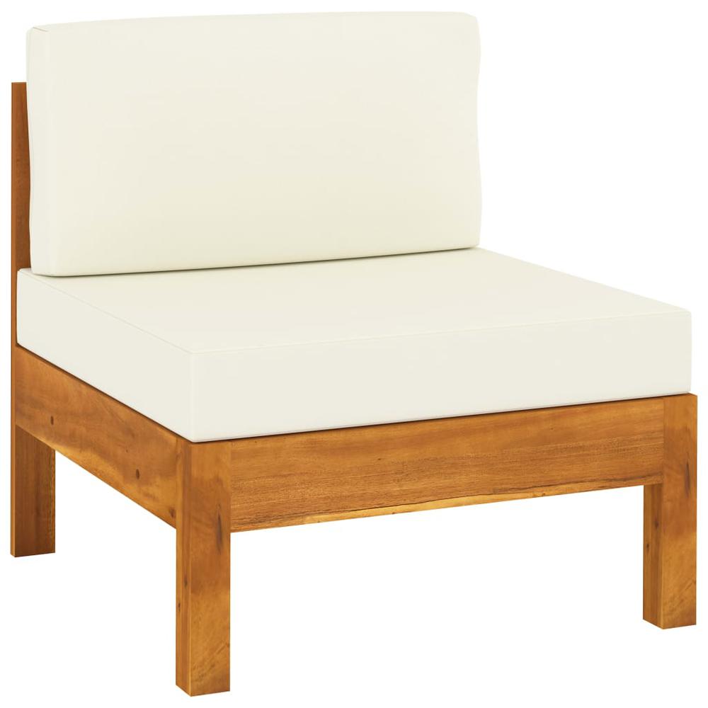 vidaXL Middle Sofa with Cream White Cushions Solid Acacia Wood 0646. Picture 1