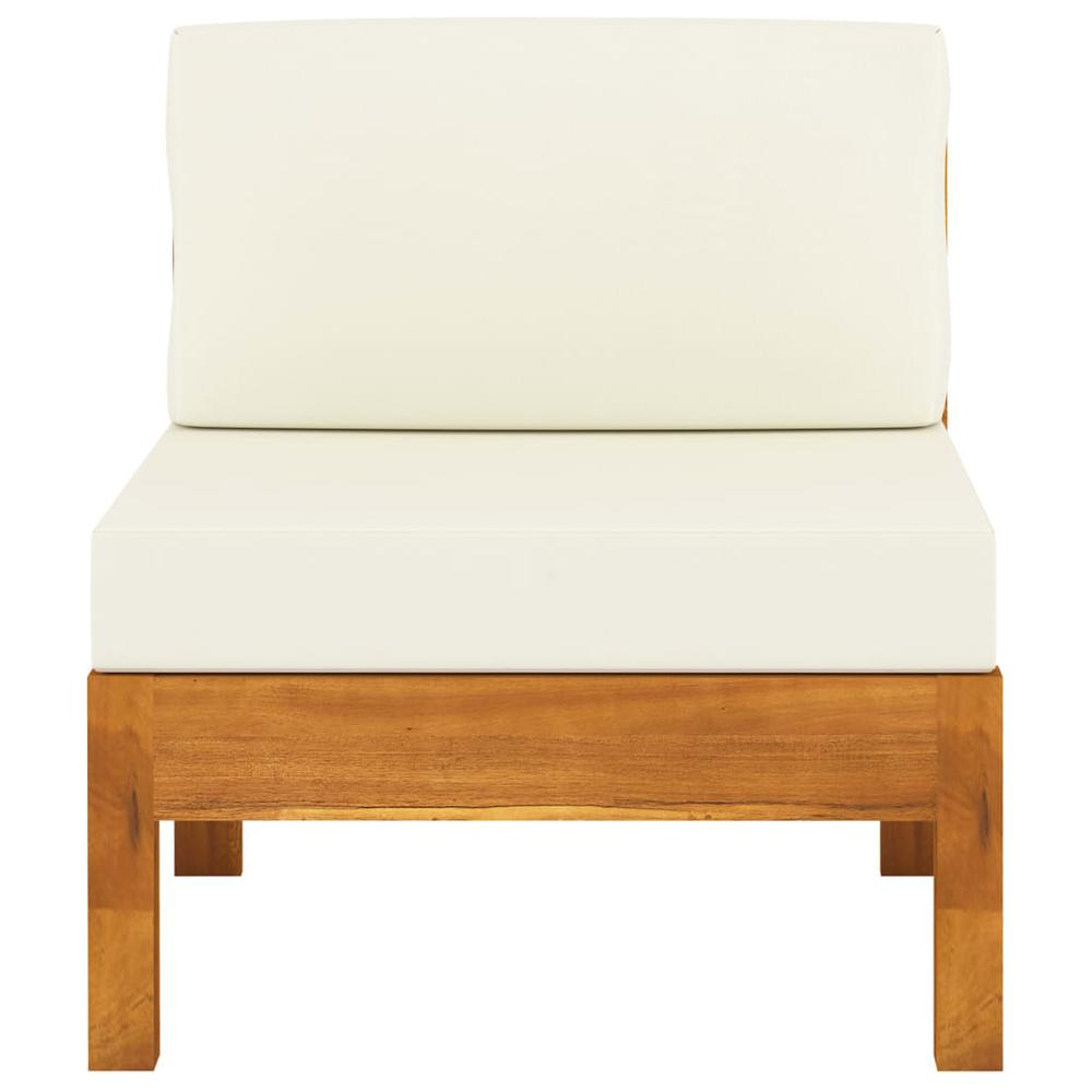 vidaXL Middle Sofa with Cream White Cushions Solid Acacia Wood 0646. Picture 2