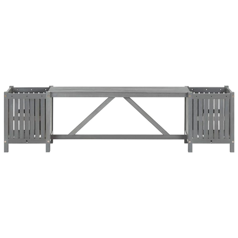 vidaXL Garden Bench with 2 Planters 59.1" Solid Acacia Wood Gray 1823. Picture 2