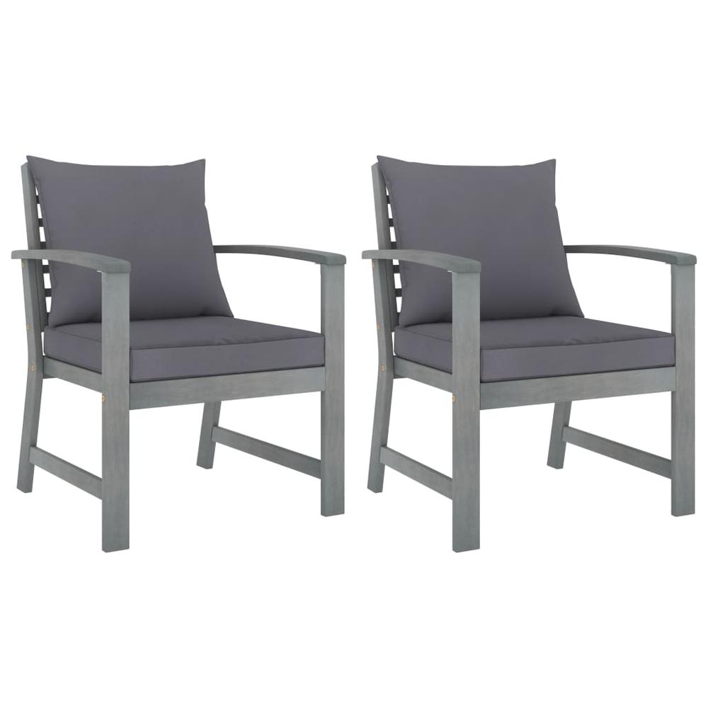 vidaXL Garden Chairs 2 pcs with Dark Gray Cushions Solid Acacia Wood 1827. Picture 1