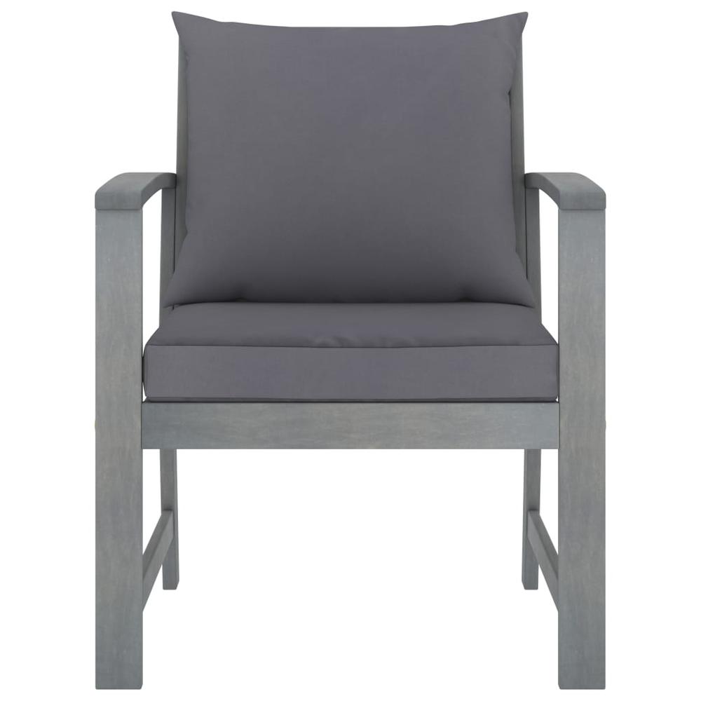 vidaXL Garden Chairs 2 pcs with Dark Gray Cushions Solid Acacia Wood 1827. Picture 2