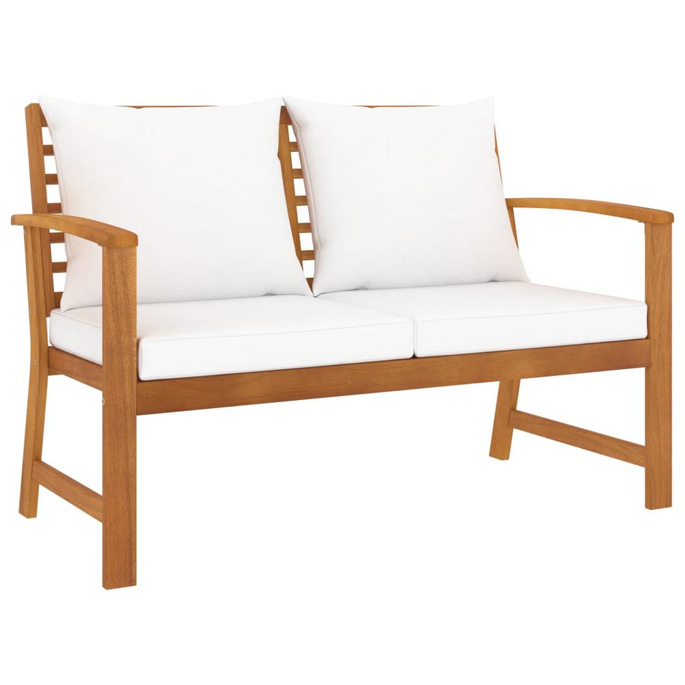vidaXL Garden Bench 47.2" with Cream Cushion Solid Acacia Wood 1829. Picture 1