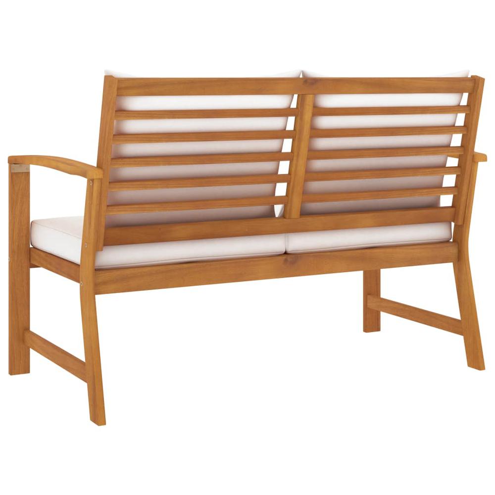 vidaXL Garden Bench 47.2" with Cream Cushion Solid Acacia Wood 1829. Picture 4