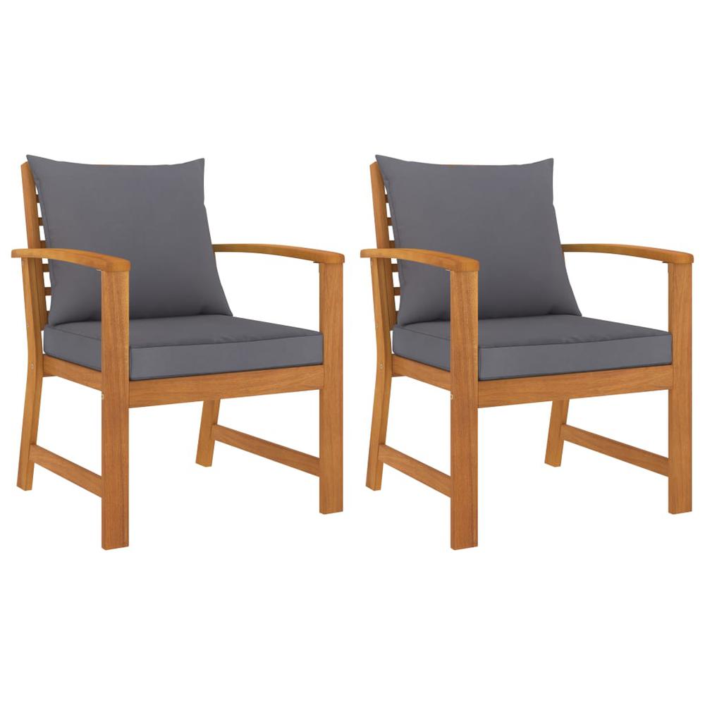 vidaXL Garden Chairs 2 pcs with Dark Gray Cushion Solid Acacia Wood 1832. Picture 1