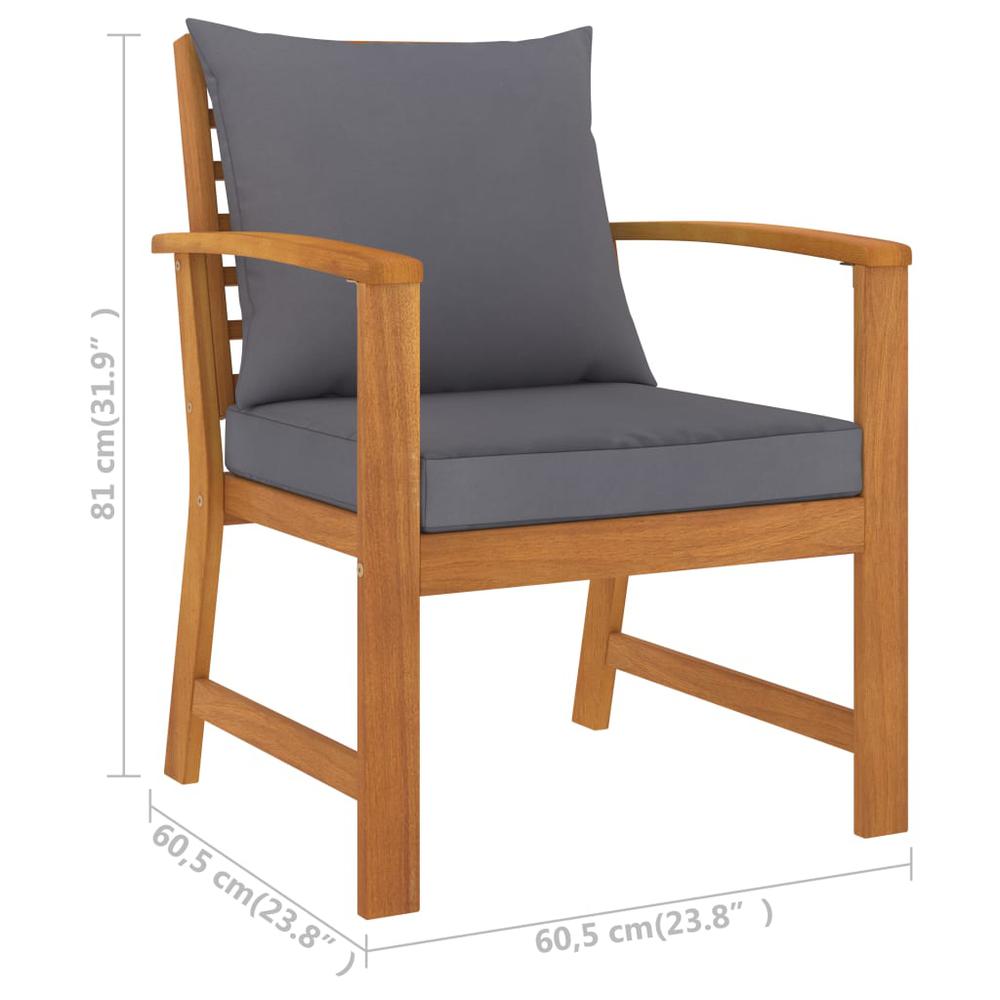 vidaXL Garden Chairs 2 pcs with Dark Gray Cushion Solid Acacia Wood 1832. Picture 6