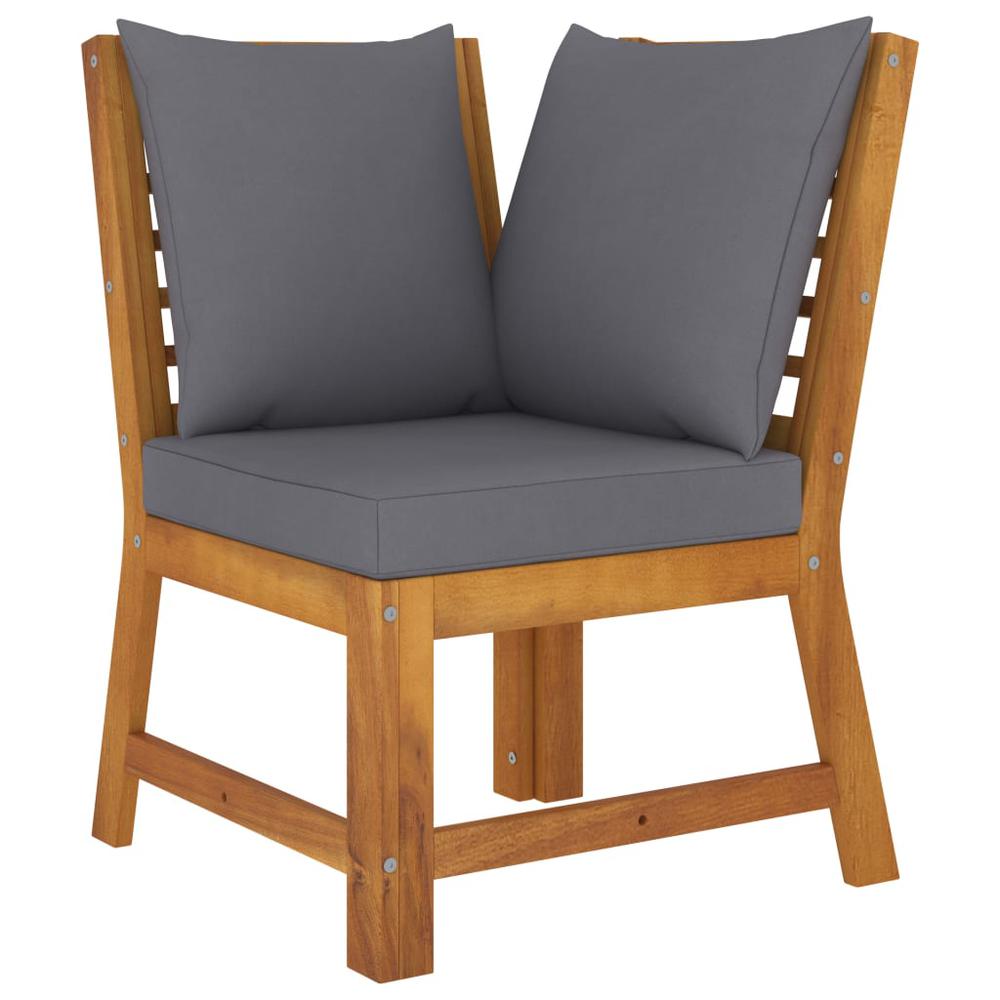 vidaXL 3 Piece Garden Lounge Set with Dark Gray Cushion Solid Acacia Wood 1835. Picture 3