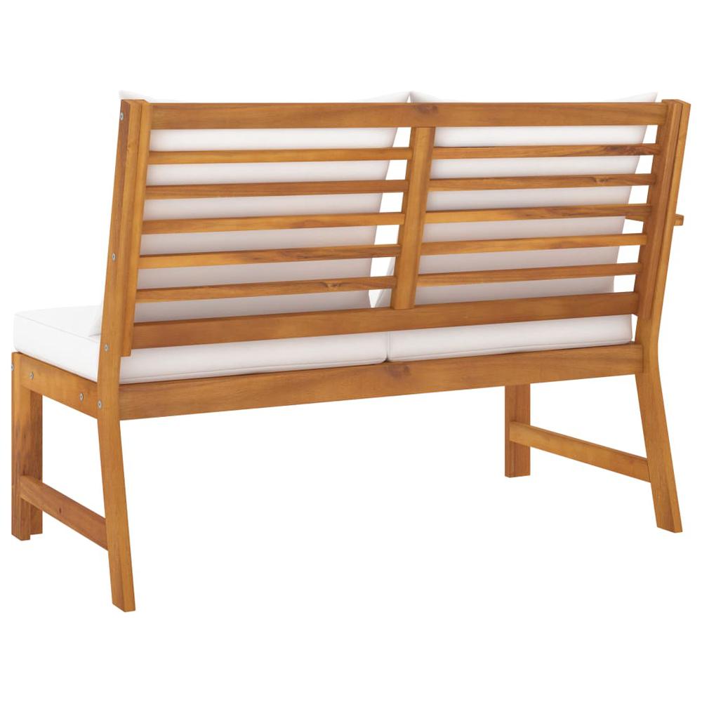 vidaXL Garden Bench 45.1" with Cream Cushion Solid Acacia Wood 1836. Picture 4