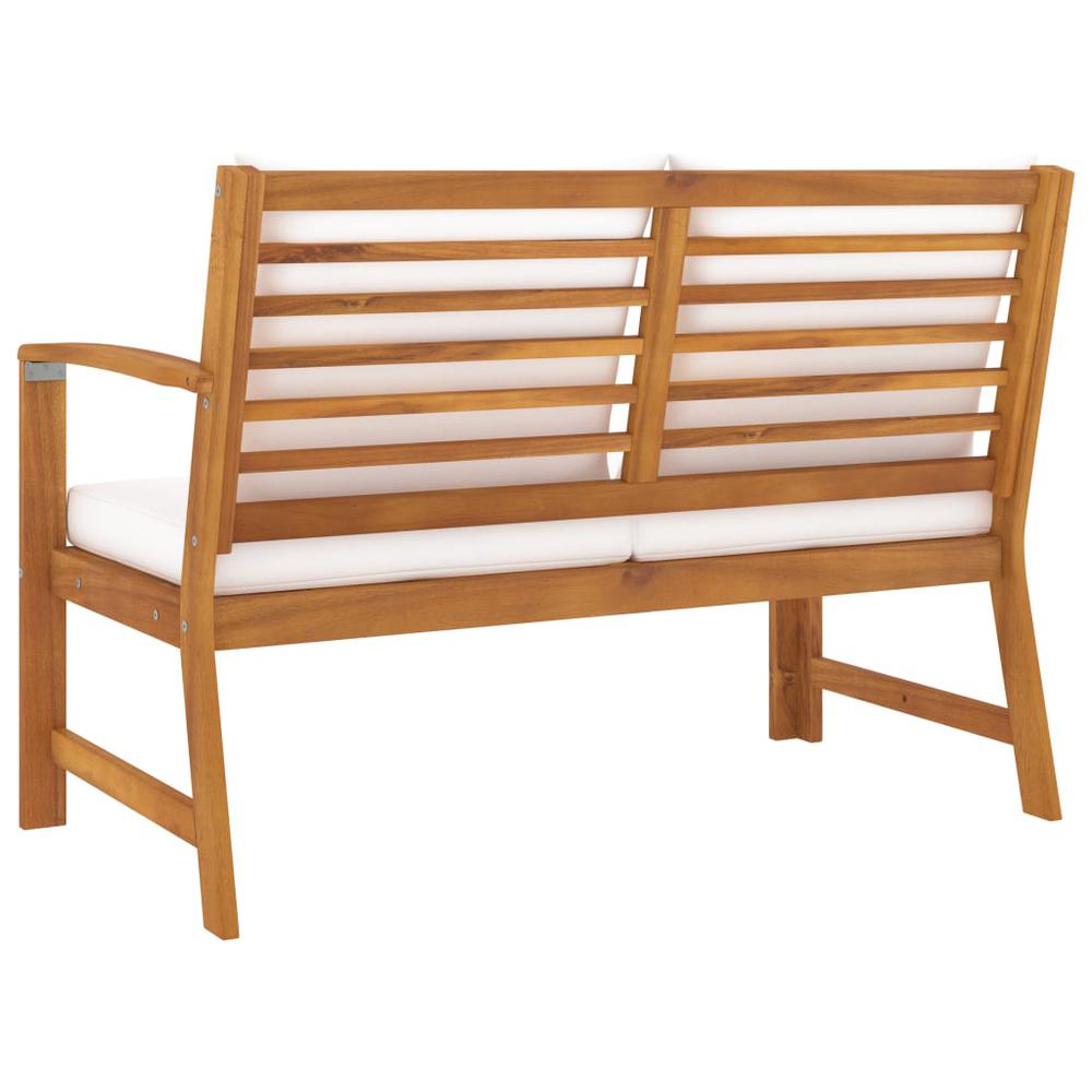 vidaXL Garden Bench 45.1" with Cream Cushion Solid Acacia Wood 1838. Picture 4