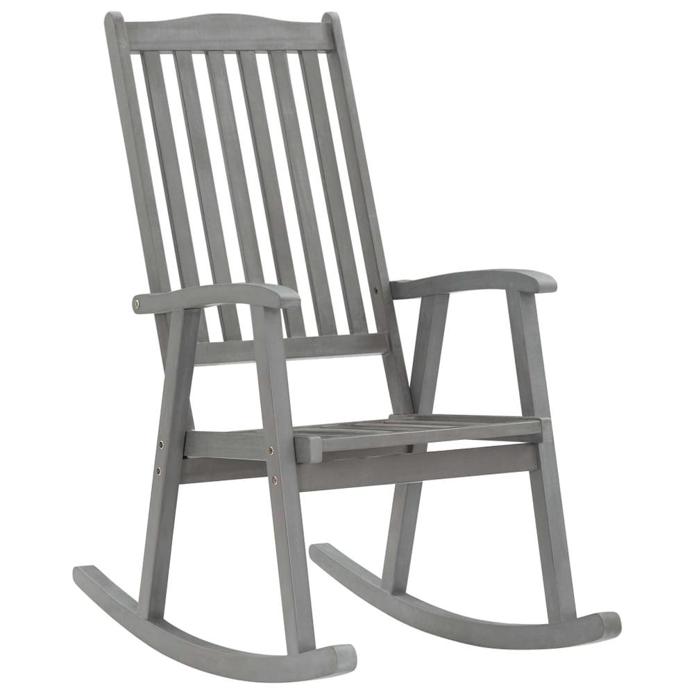 vidaXL Rocking Chair Gray Solid Acacia Wood 1845. Picture 1