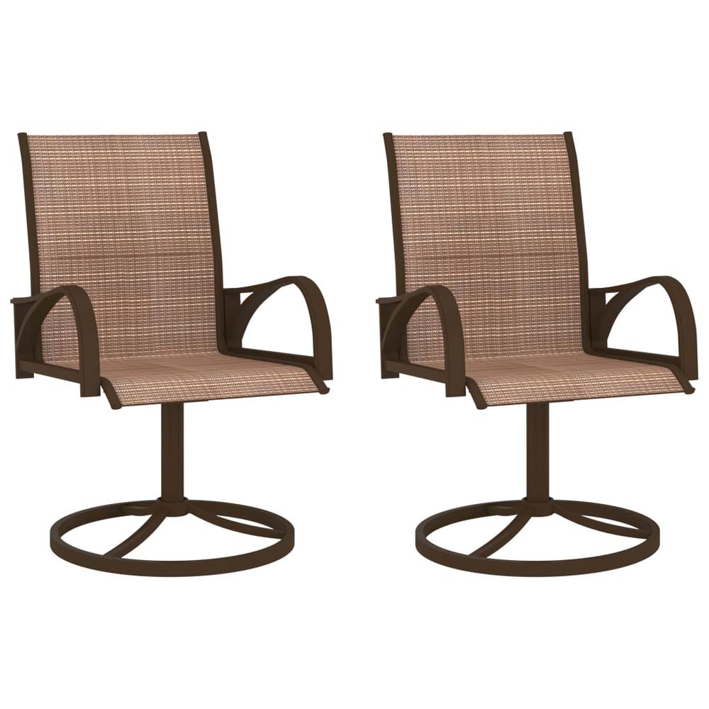 vidaXL Garden Swivel Chairs 2 pcs Textilene and Steel Brown, 312278. Picture 1