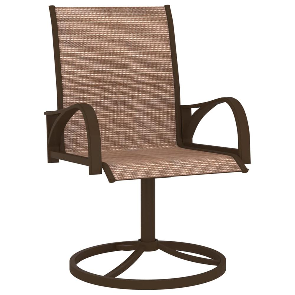 vidaXL Garden Swivel Chairs 2 pcs Textilene and Steel Brown, 312278. Picture 3