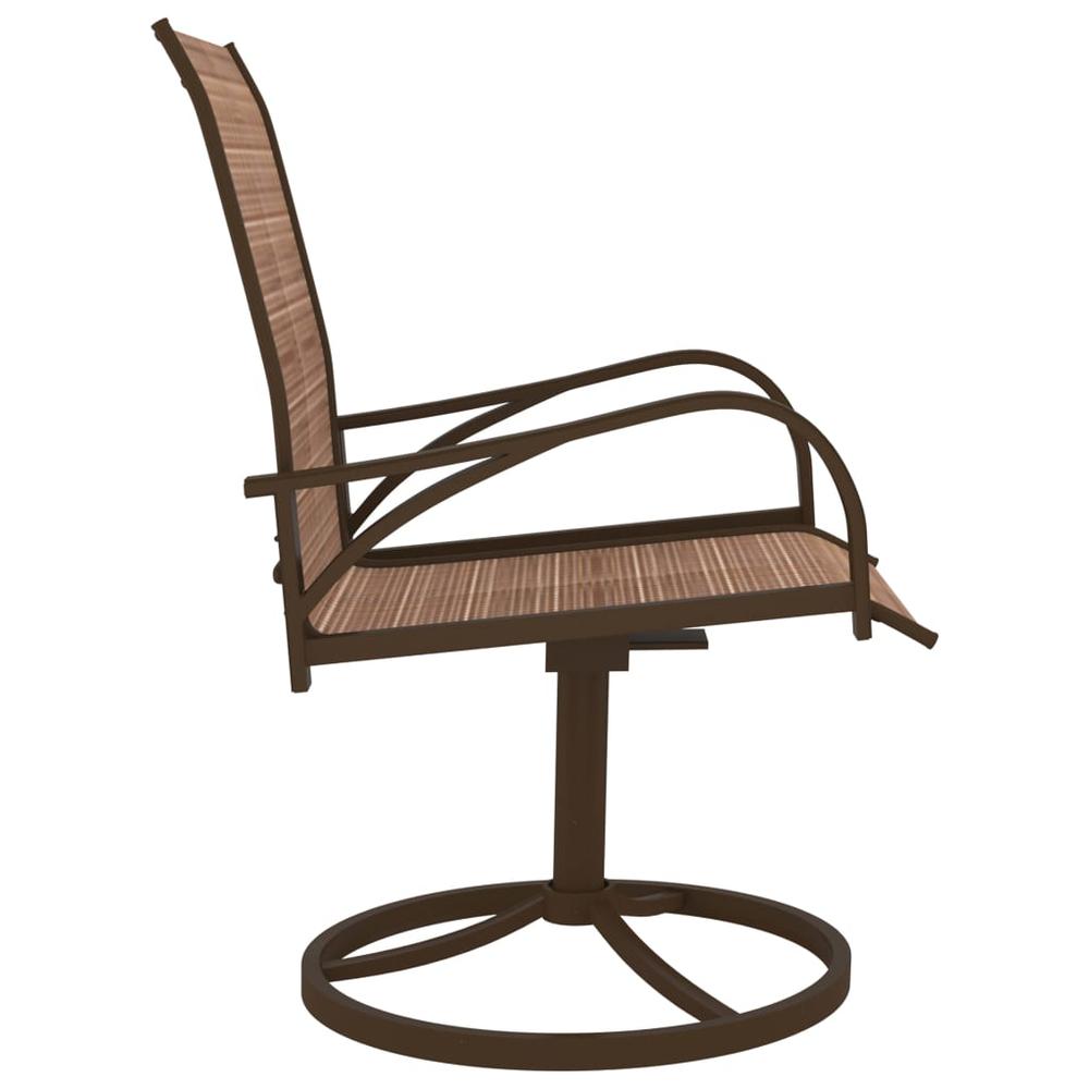 vidaXL Garden Swivel Chairs 2 pcs Textilene and Steel Brown, 312278. Picture 5