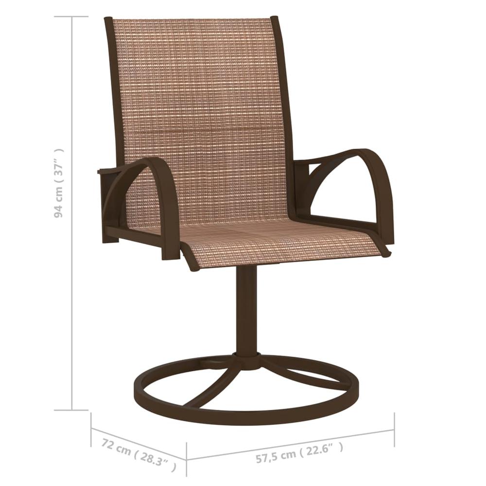 vidaXL Garden Swivel Chairs 2 pcs Textilene and Steel Brown, 312278. Picture 7