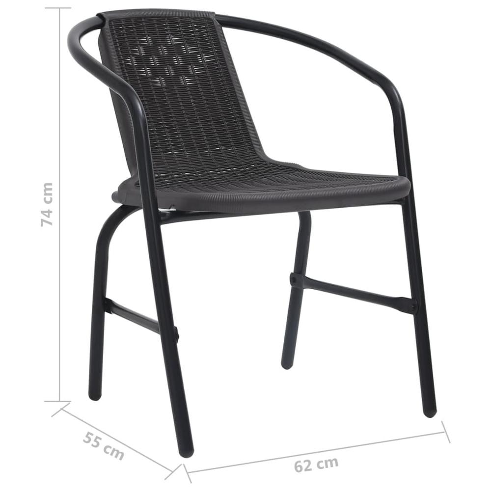 vidaXL Patio Chairs 2 pcs Plastic Rattan and Steel 242.5 lb. Picture 8