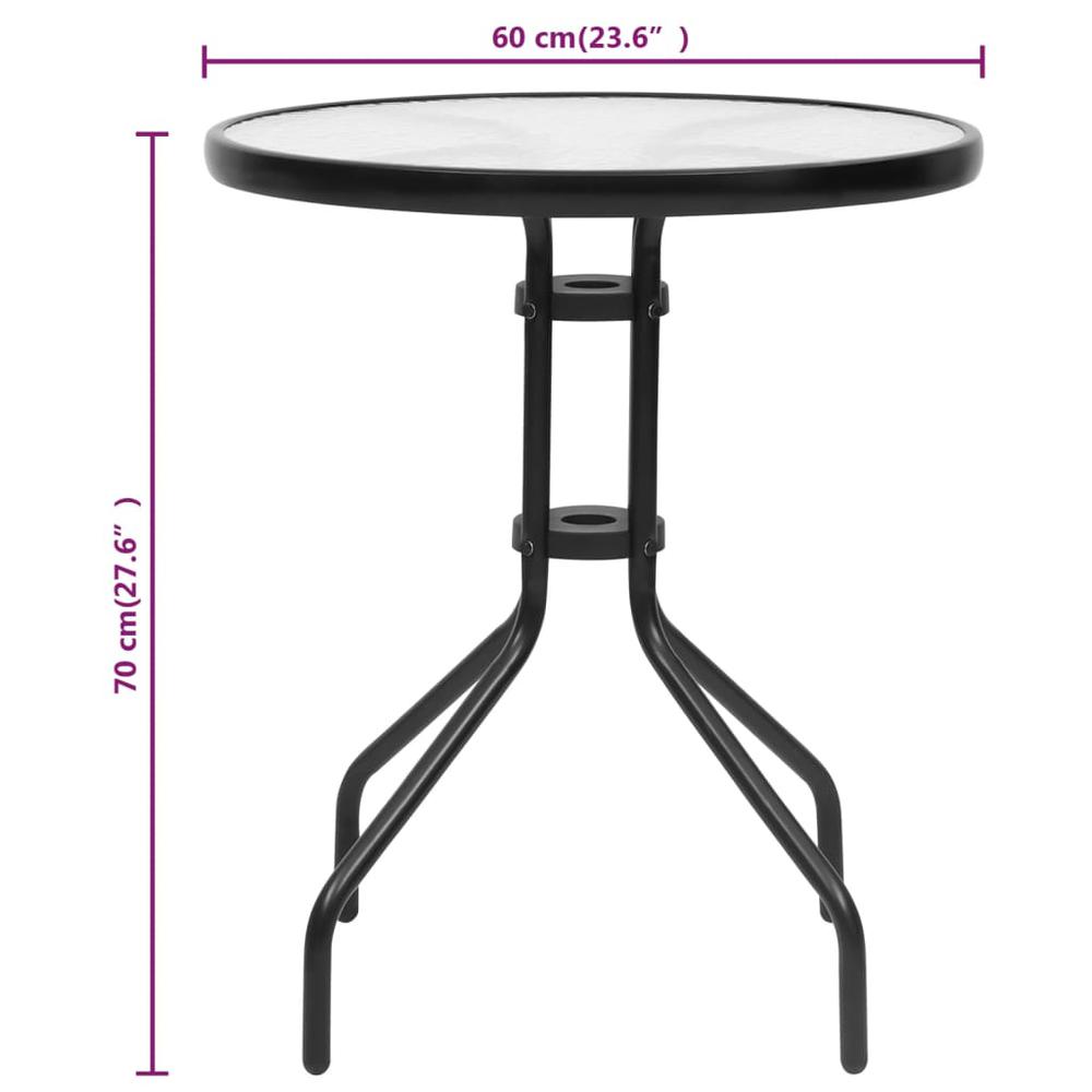 vidaXL Patio Table Black Ã˜23.6"x27.6" Steel. Picture 6