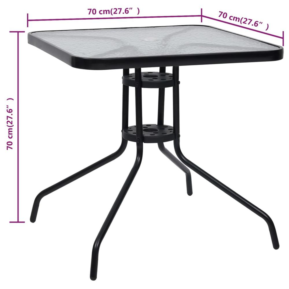 vidaXL Patio Table Black 27.6"x27.6"x27.6" Steel. Picture 6