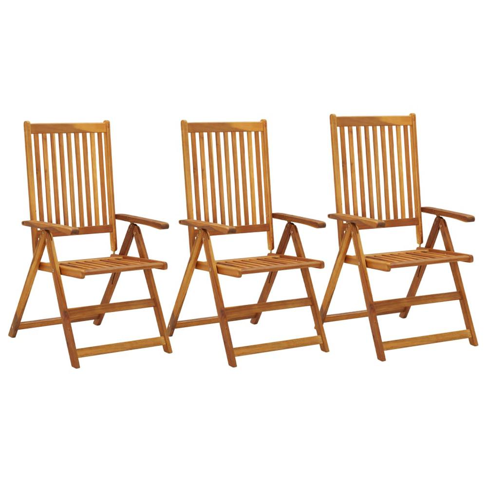 vidaXL Garden Reclining Chairs 3 pcs Solid Acacia Wood 1847. Picture 1