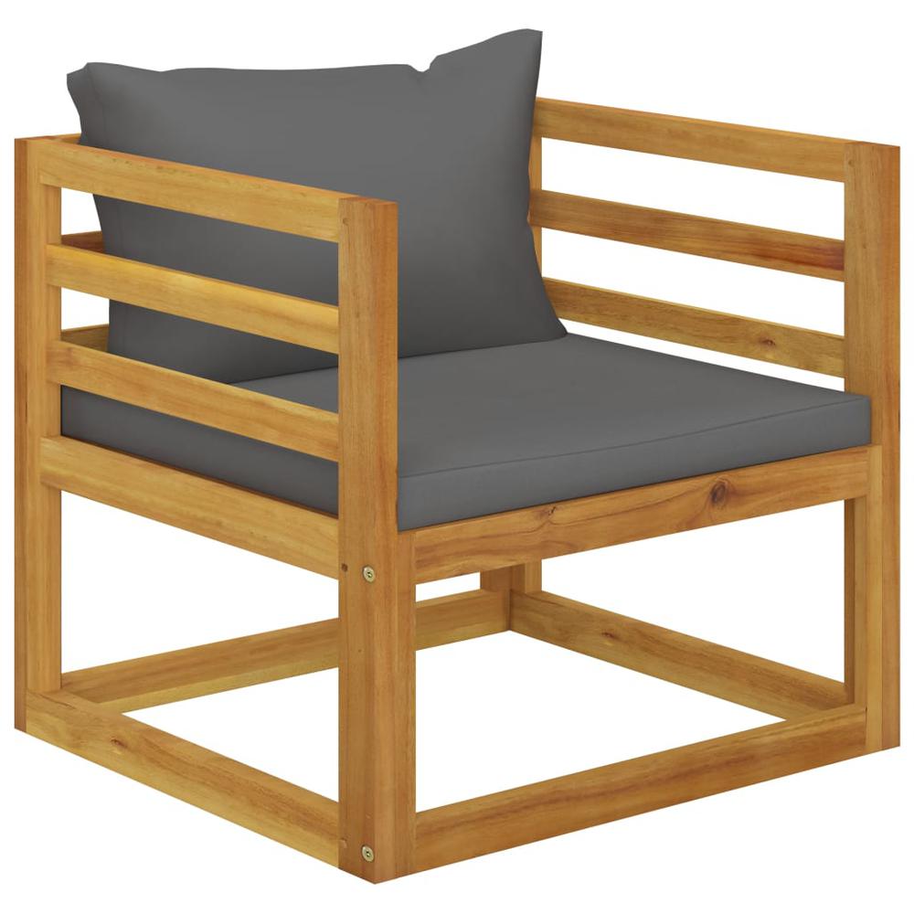 vidaXL Garden Chair with Dark Gray Cushions Solid Acacia Wood, 311867. Picture 1