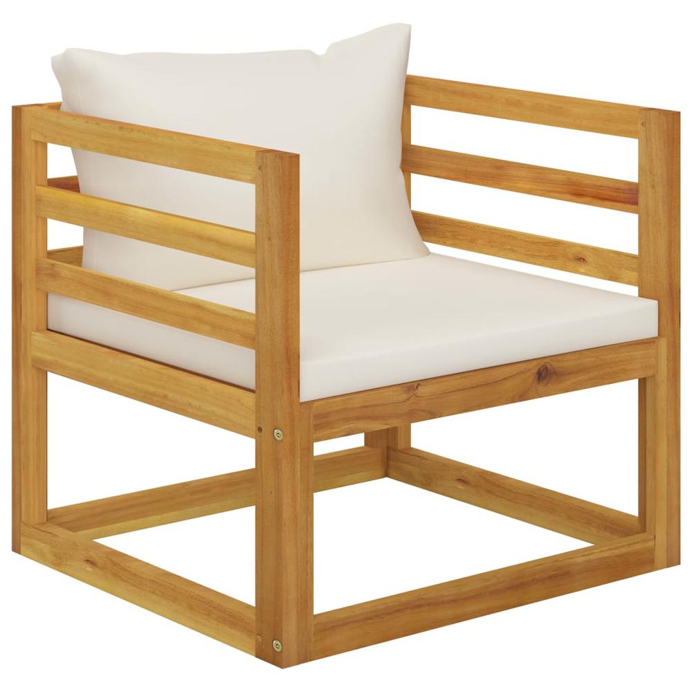vidaXL Garden Chair with Cream Cushions Solid Acacia Wood, 311868. Picture 1