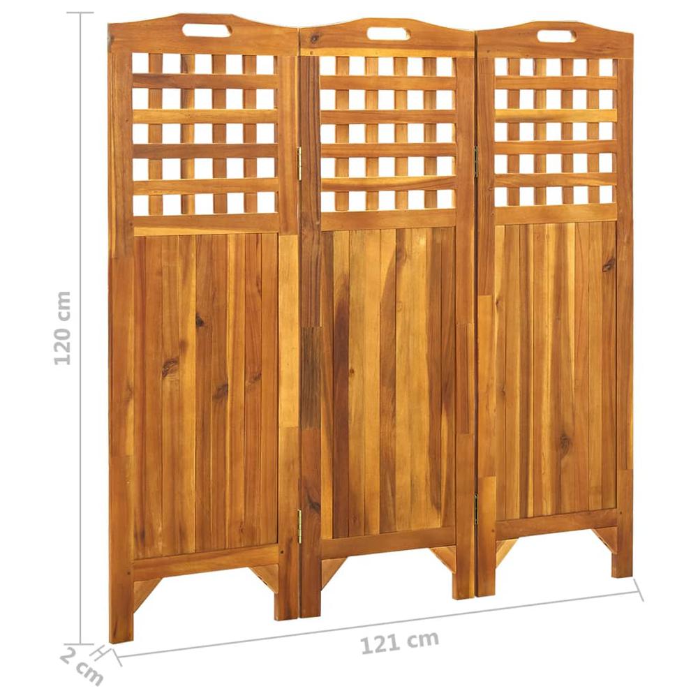 vidaXL 3-Panel Room Divider 47.6"x0.8"x47.2" Solid Acacia Wood. Picture 7