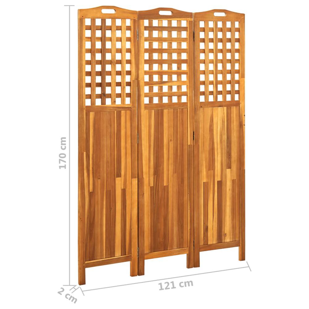 vidaXL 3-Panel Room Divider 47.6"x0.8"x66.9" Solid Acacia Wood. Picture 7