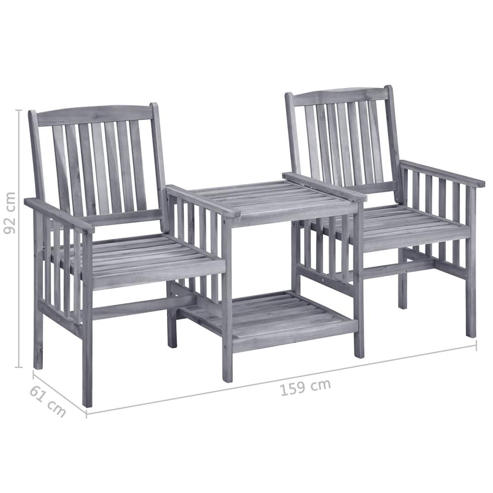 vidaXL Patio Chairs with Tea Table 62.6"x24"x36.2" Solid Acacia Wood. Picture 7