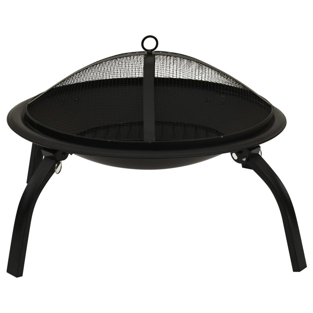 vidaXL 2-in-1 Fire Pit and BBQ with Poker 22"x22"x19.3" Steel 3352. Picture 4