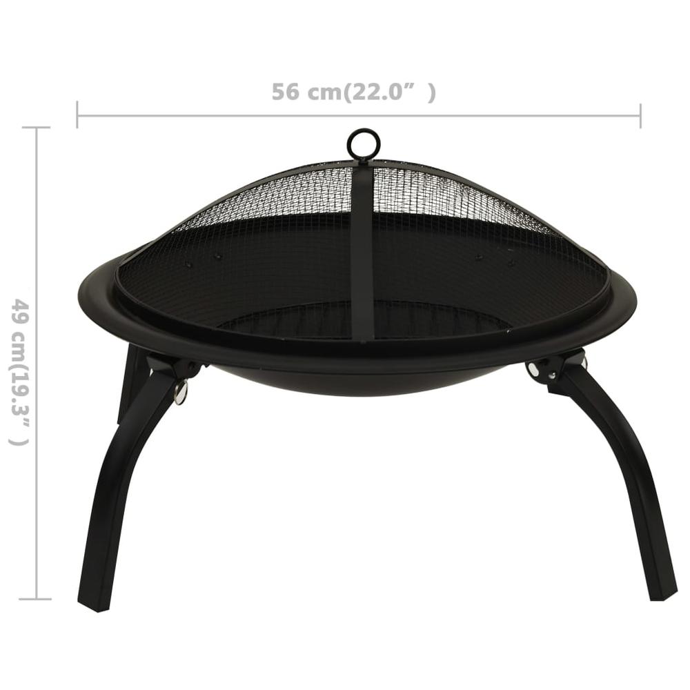 vidaXL 2-in-1 Fire Pit and BBQ with Poker 22"x22"x19.3" Steel 3352. Picture 10