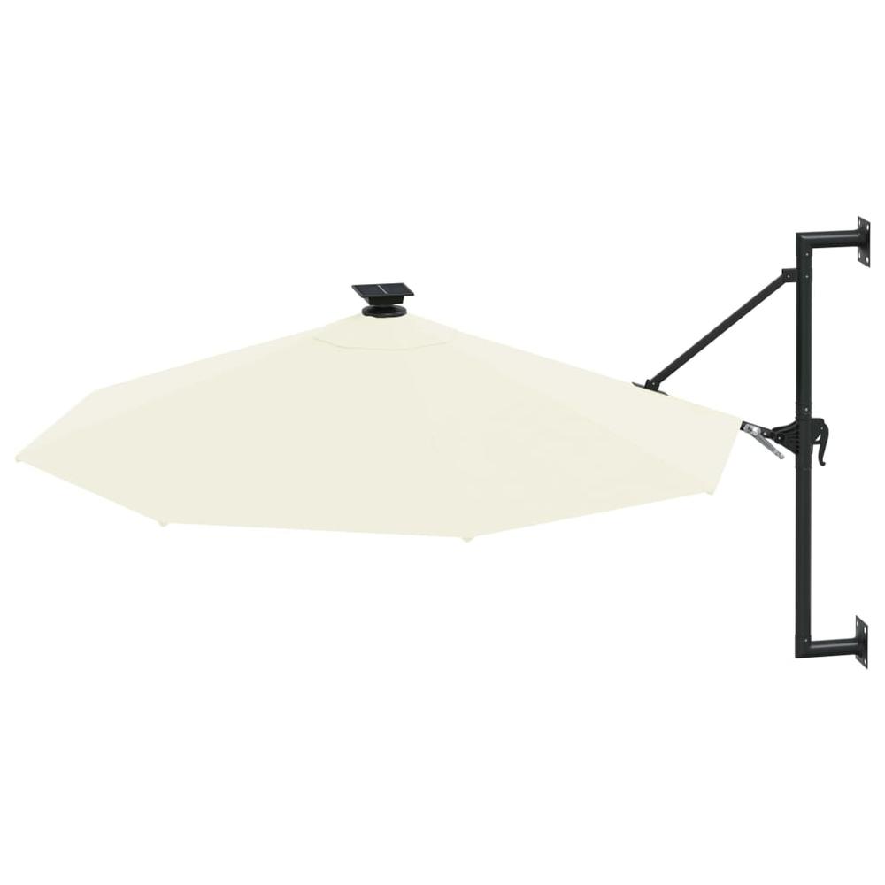 Wall-mounted Parasol with LEDs and Metal Pole 118.1" Sand. Picture 2
