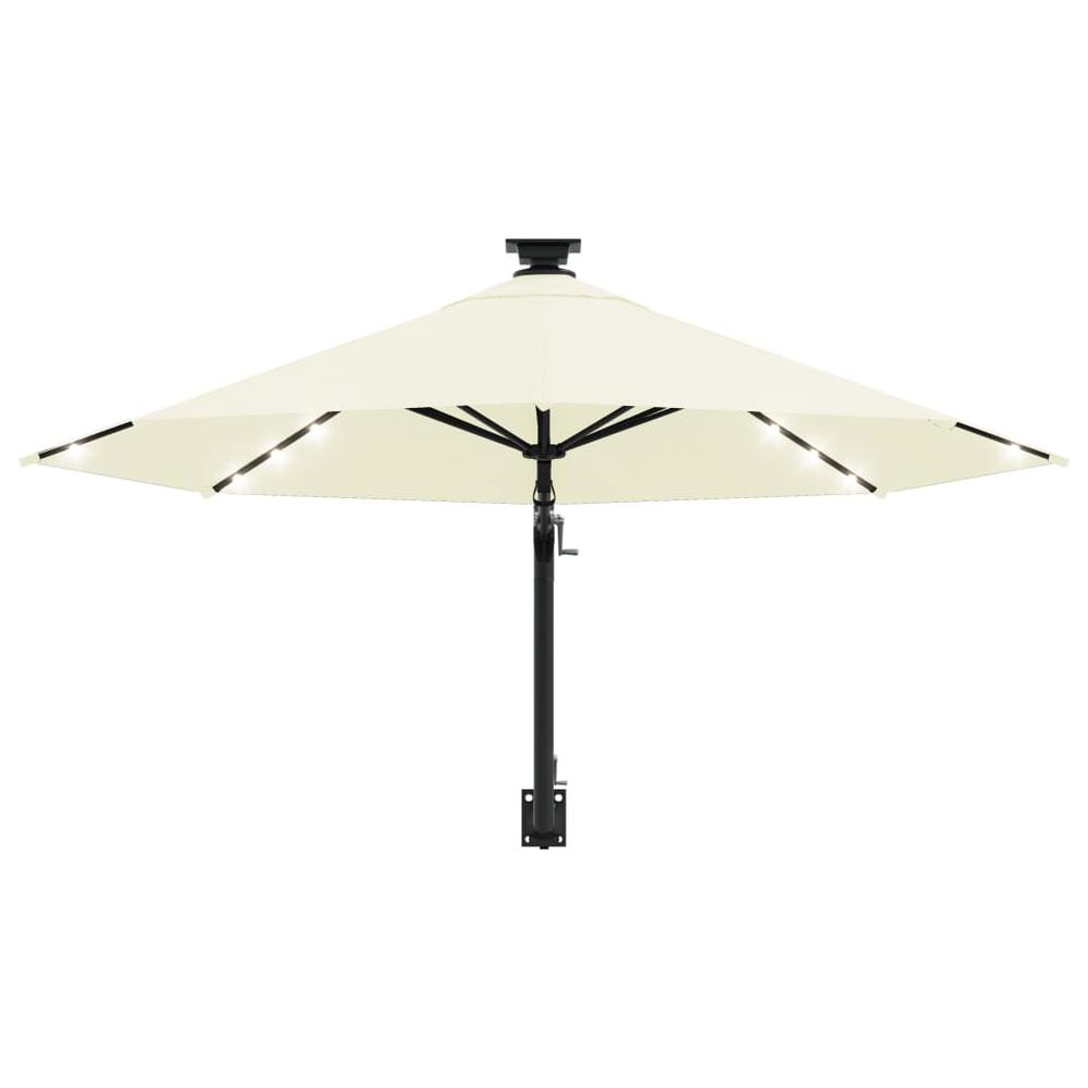 Wall-mounted Parasol with LEDs and Metal Pole 118.1" Sand. Picture 3