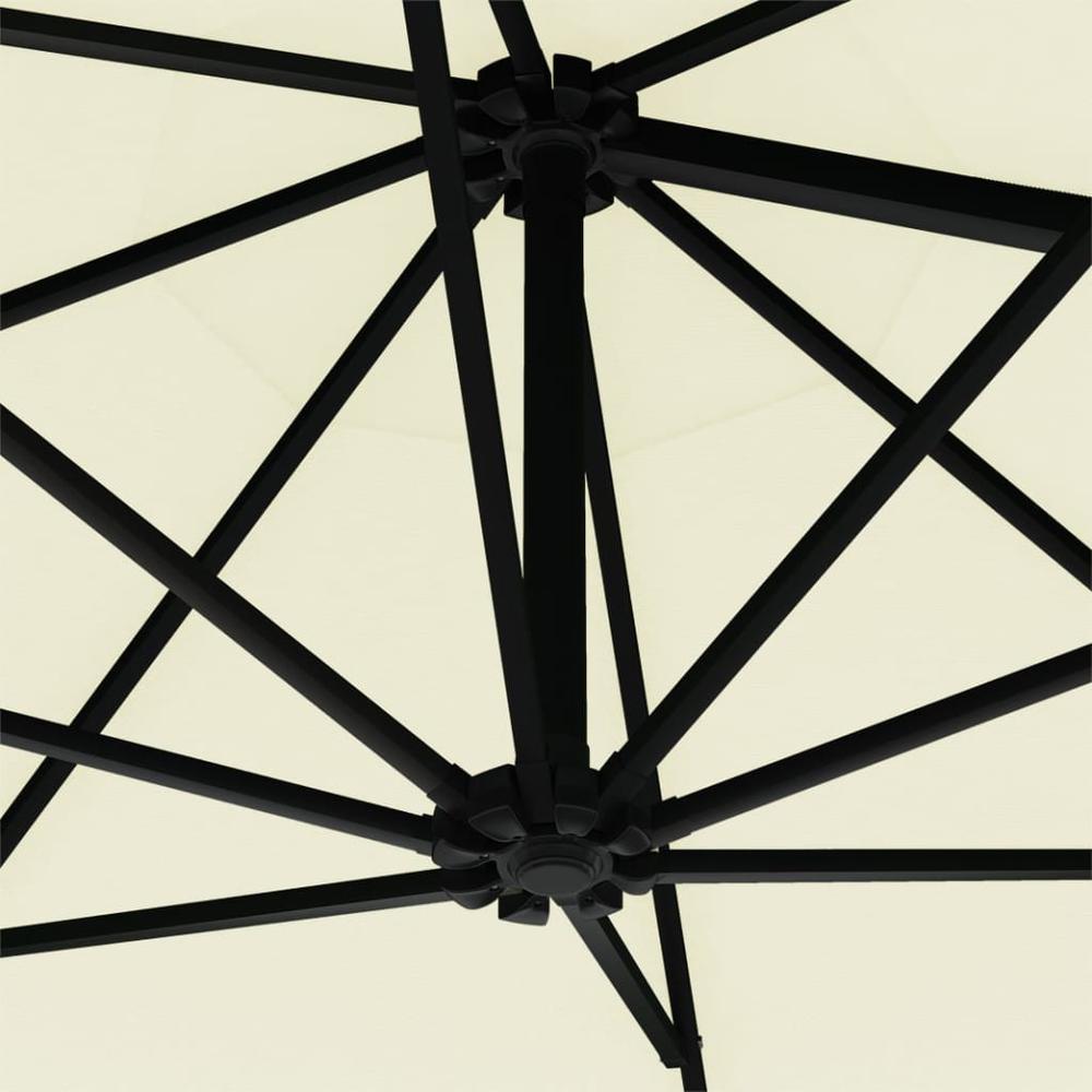 Wall-mounted Parasol with LEDs and Metal Pole 118.1" Sand. Picture 7