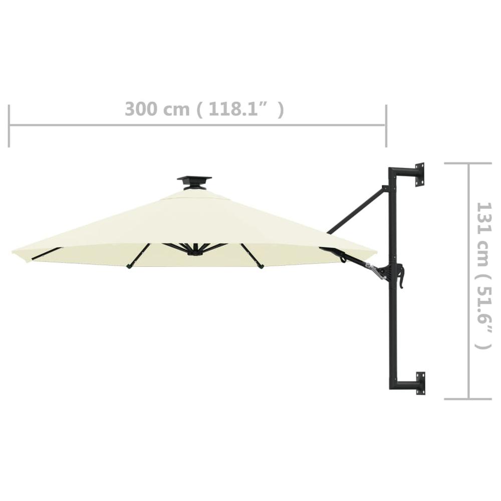 Wall-mounted Parasol with LEDs and Metal Pole 118.1" Sand. Picture 8
