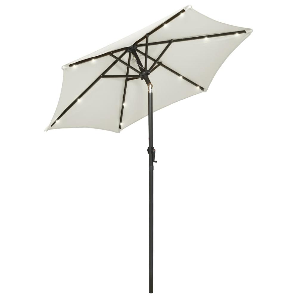 Parasol with LED Lights Sand 78.7"x83.1" Aluminum. Picture 1